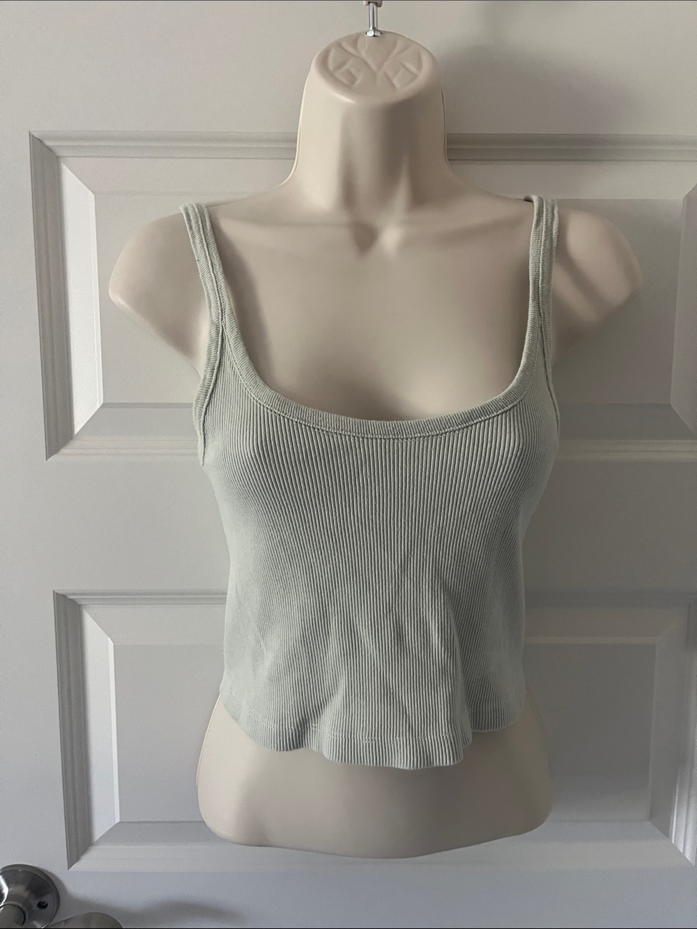 Brandy Melville Sage Ribbed Scoop Crop Tank